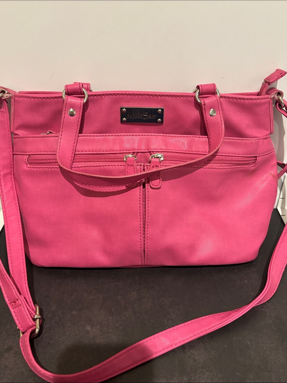 MultiSac Pink Faux Leather Crossbody Shoulder Bag